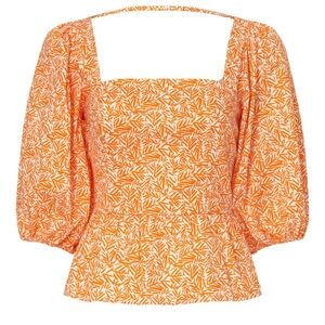 Slate & Willow Orange Floral Tie Back Top